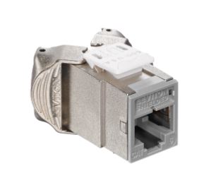 61SJK-RG6 Modular Jack, Leviton QuickPort Atlas-X1, CAT6, RJ45, Shielded, Grey