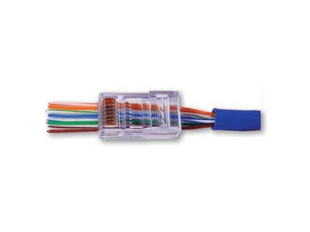 202003J EZ-RJ45 Modular Plug: 8 Position / 8 Conductor for Round, Solid or Stranded CAT5e Cable - Pass-Through