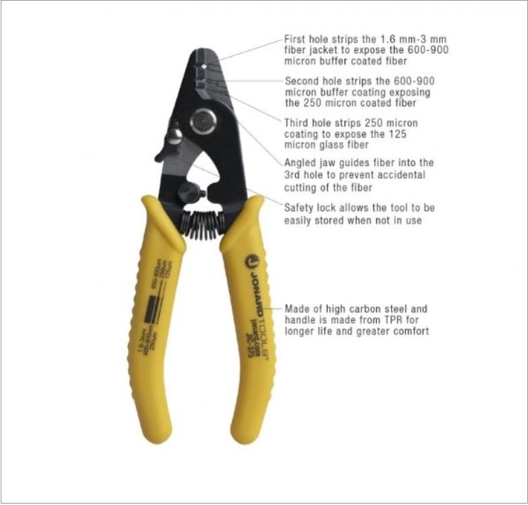 TK-350 Fiber Optic Tool Kit: Jonard, Kevlar Shears, 3-Hole Stripper, Pouch