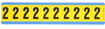 PCL100-2, Panduit NUMBER,1.00 IN VNYL CLOTH,'2',BL/YL (MOQ: 25; Increment of 25)