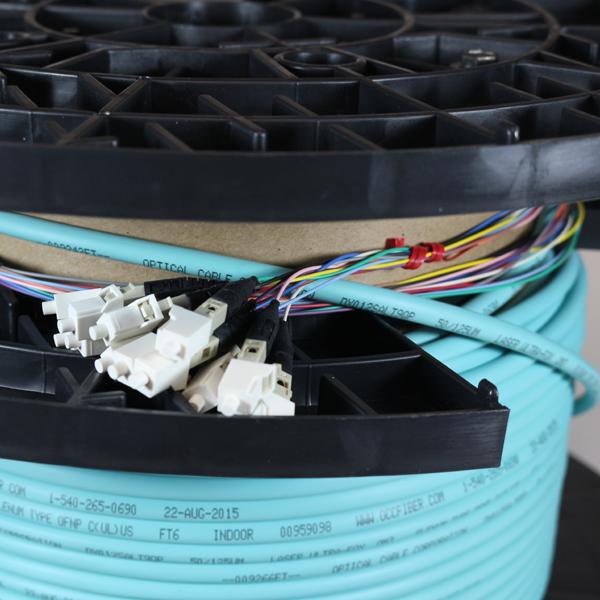 Non-Armored OM3 6 Fiber Pre-Terminated Fiber Optic Cable, Indoor/Outdoor, Plenum