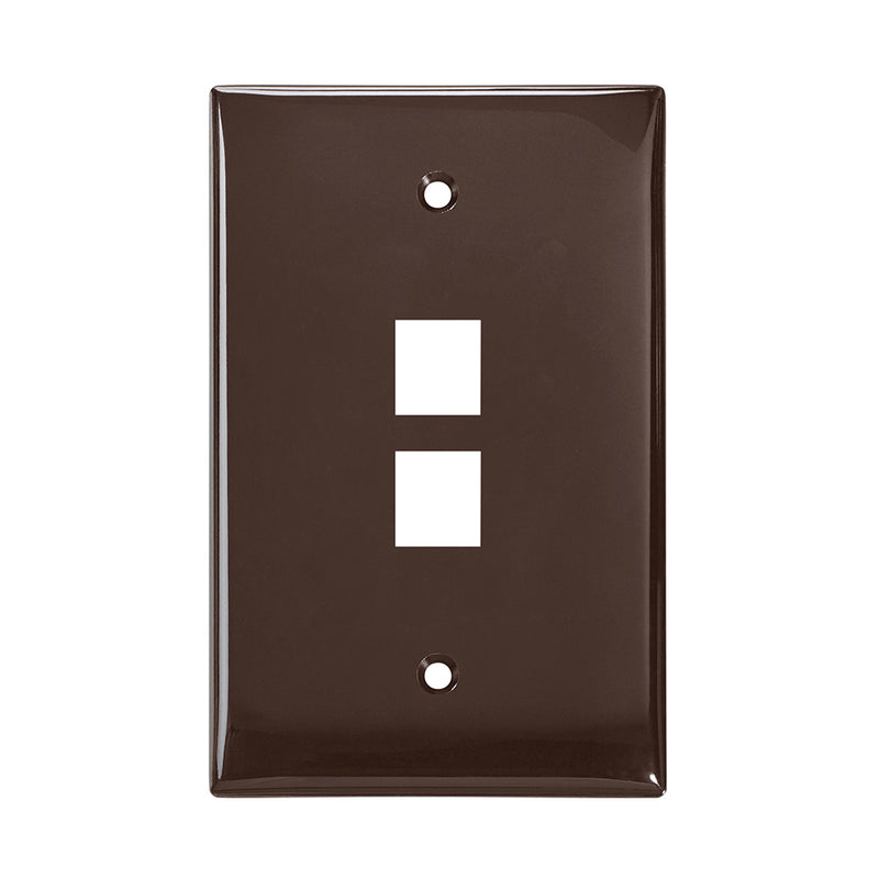 41091-2BN LEVITON Wallplate, QuickPort, Midsize, Single-Gang, 2 Ports, Brown