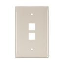 41091-2TN LEVITON Wallplate, QuickPort, Midsize, Single-Gang, 2 Ports, Lt. Almond