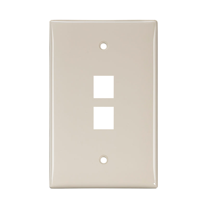 41091-2TN LEVITON Wallplate, QuickPort, Midsize, Single-Gang, 2 Ports, Lt. Almond