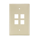 41091-4IN LEVITON Wallplate, QuickPort, Midsize, Single-Gang, 4 Ports, Ivory