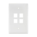 41091-4WN LEVITON Wallplate, QuickPort, Midsize, Single-Gang, 4 Ports, White