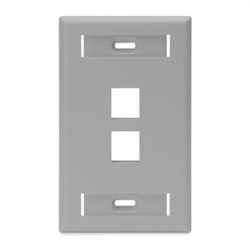 Leviton 42080-2GS QuickPort Faceplate, Gray, 2 Port