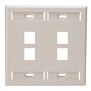 LEVITON 42080-4TP QuickPort Wallplate 4-Port, Dual-Gang, Light Almond