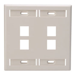 LEVITON 42080-4TP QuickPort Wallplate 4-Port, Dual-Gang, Light Almond