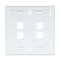 Leviton 42080-4WP QuickPort Faceplate, White, 4 Port