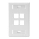 Leviton 42080-4WS QuickPort Faceplate, White, 4 Port