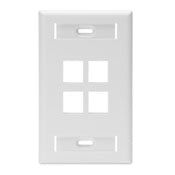 Leviton 42080-4WS QuickPort Faceplate, White, 4 Port