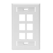 Leviton 42080-6WS QuickPort Faceplate, White, 6 Port