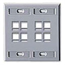 Leviton 42080-8GP QuickPort Faceplate, Gray, 8 Port