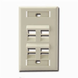 Leviton 42081-4IS QuickPort Faceplate, Sloped, Ivory, 4 Port