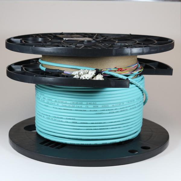 Non-Armored OM3 6 Fiber Pre-Terminated Fiber Optic Cable, Indoor/Outdoor, Plenum