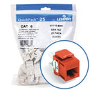 Leviton 61110-BO6 CAT6 RJ45 QuickPort eXtreme Jack Module, Orange, 25 Pack