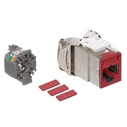 6ASJK-RR6 Modular Jack, Leviton QuickPort Atlas-X1, CAT6A Shielded, RJ45, Dark Red