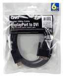 QVS DPDVI-06 DisplayPort Male to DVI Male, 6 Ft.