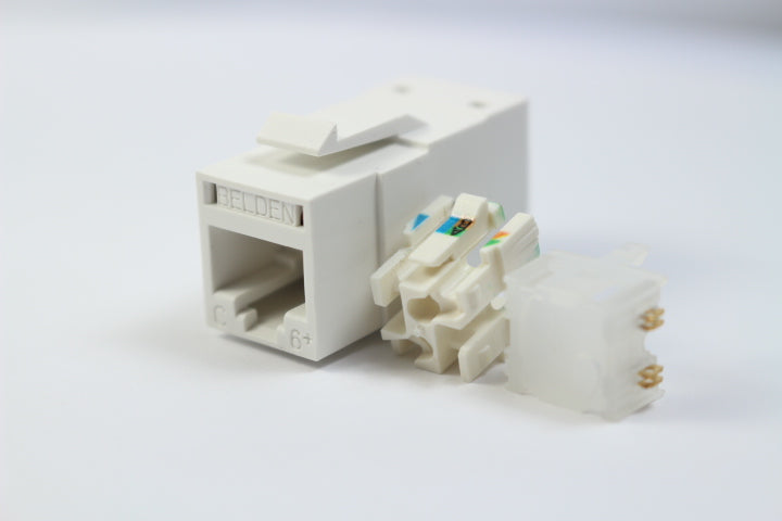 Belden RV6MJKUEW-B24 CAT6 RJ45 REVConnect/KeyConnect Jack Module, White, 24 Pack