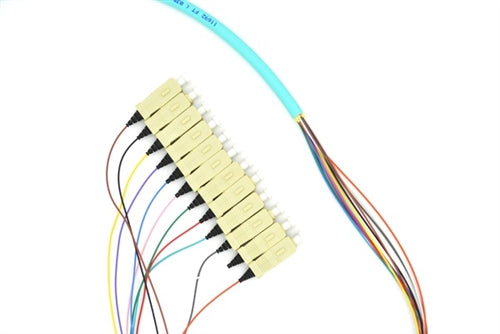 PT12-OM3-SC-3M Fiber Optic Pigtail: 12 Strand SC, Multi-Mode OM3, 3 Meter