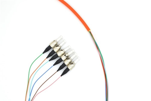 PT6-MM-ST-3M Fiber Optic Pigtail: 6 Strand ST, Multi-Mode OM1, 3 Meter