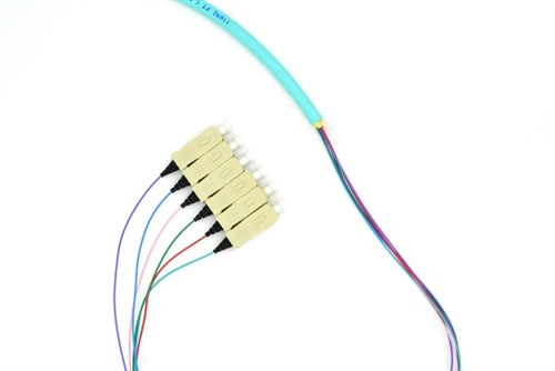 PT6-OM3-SC-3M Fiber Optic Pigtail: 6 Strand SC, Multi-Mode OM3, 3 Meter