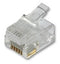 RJ-66 RJ12 Modular Plug (PT-066): 6 Position / 6 Conductor for Flat, Stranded Cable