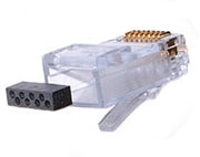 RJ-C6 RJ45 Modular Plug: Sentinel Connector Systems, 8 Position / 8 Conductor for Round, Solid or Stranded CAT6 Cable - 2 Piece