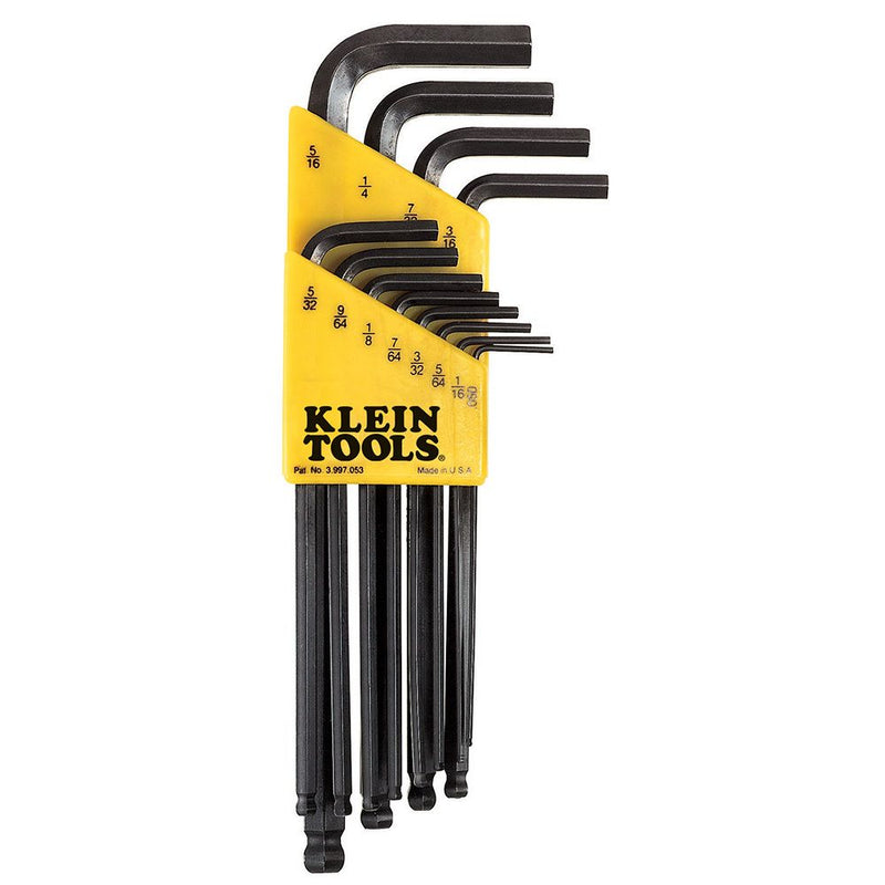 BLK12 Klein Tools Hex Key Set, 12 Key Ball End, L Style with Caddy, Inch Measures