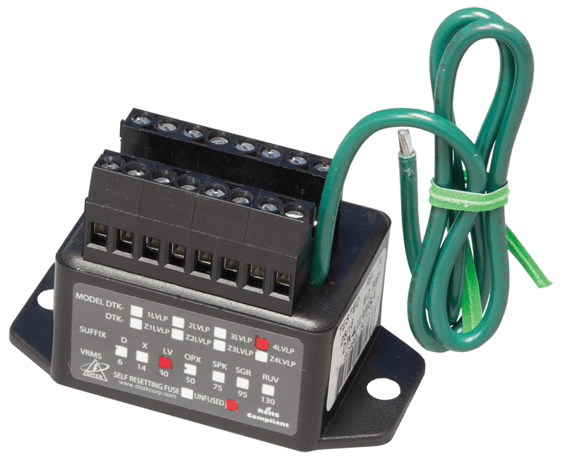 DTK-4LVLAWGLV Ditek 4 Pair - 30V- Terminal Strip - 14-10 AWG