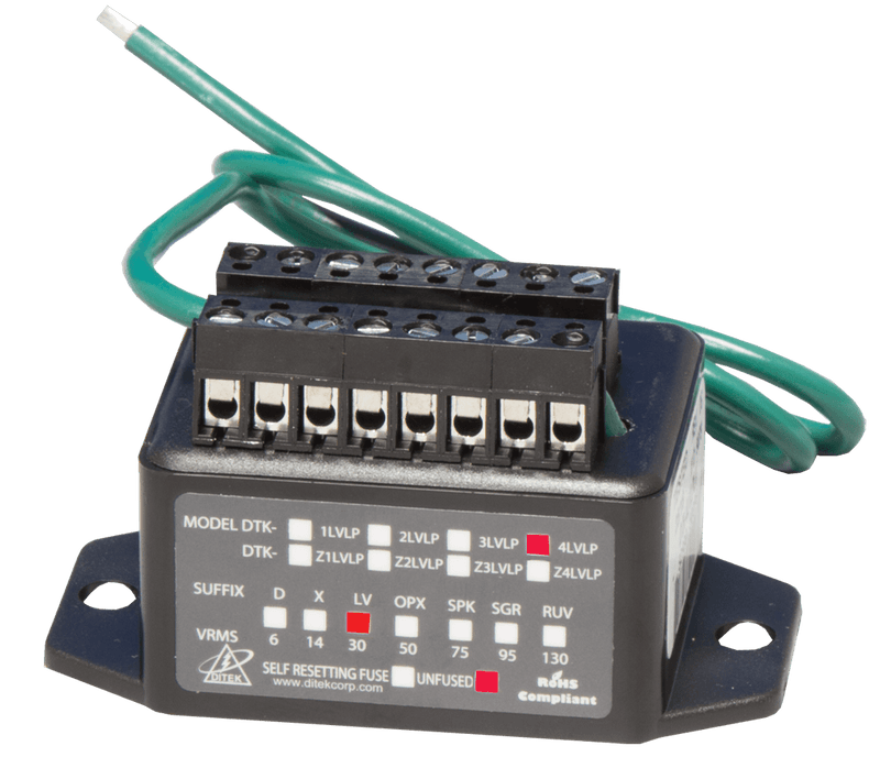 DTK-4LVLPLV Ditek 4 Pair - 30V- Terminal Strip - 22-16 AWG