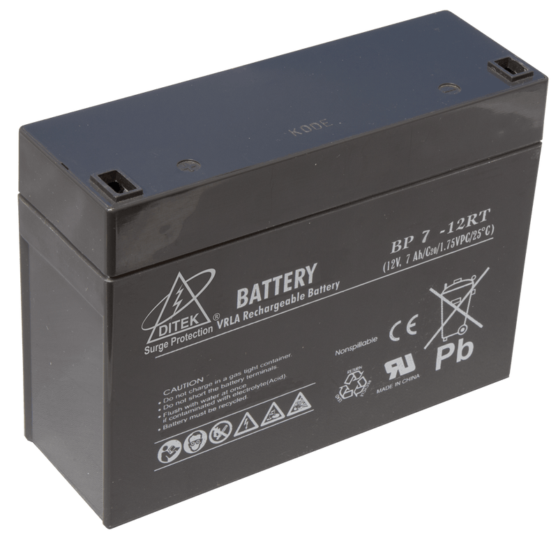 DTK-B12RT7 Ditek Battery Replacement for (2-outlet) DRP16 Series, 12V 7AH