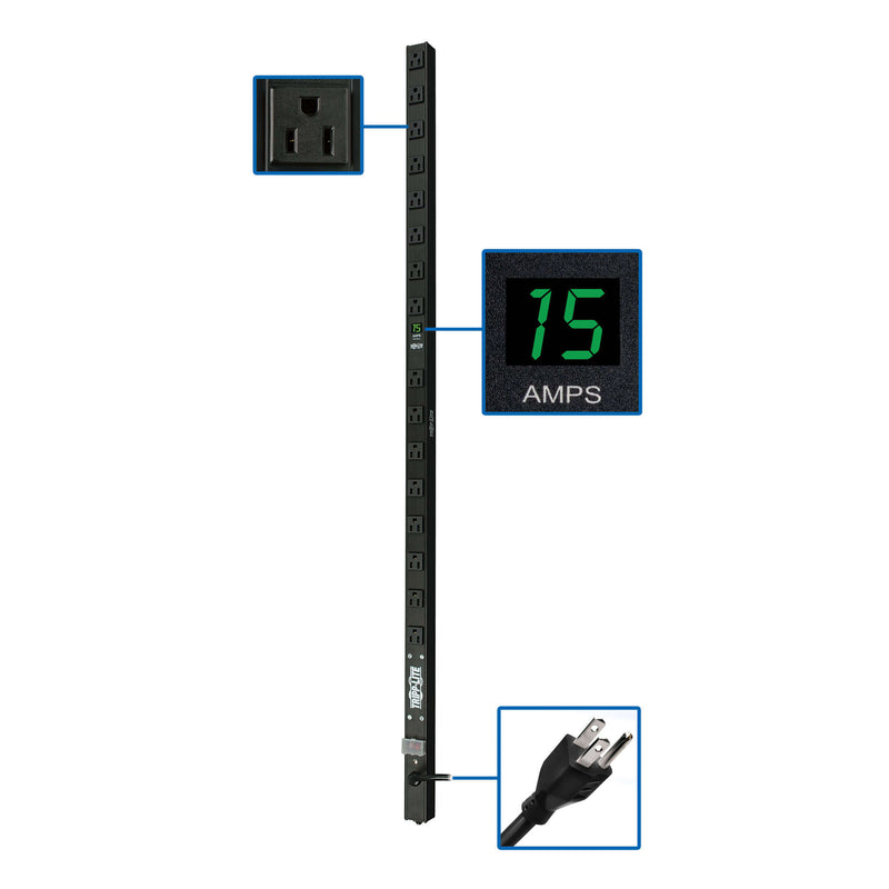 Tripp Lite PDUMV15 Metered PDU Power Distribution Unit 16 Outlet, 15 AMP, Vertical