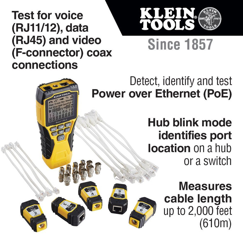 Klein Tools  VDV501-853 Scout® Pro 3 Tester with Test + Map™ Remote Kit